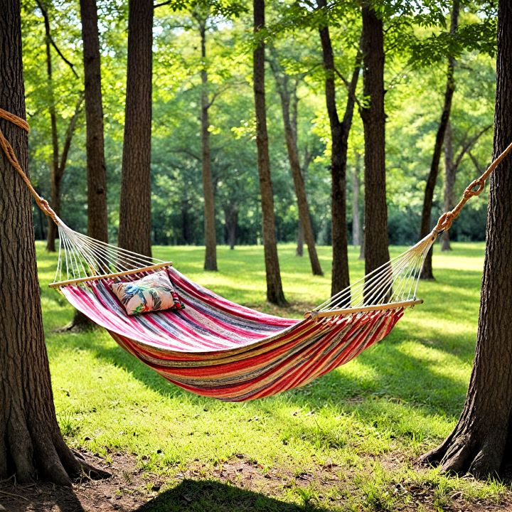 hammock swinging between two trees