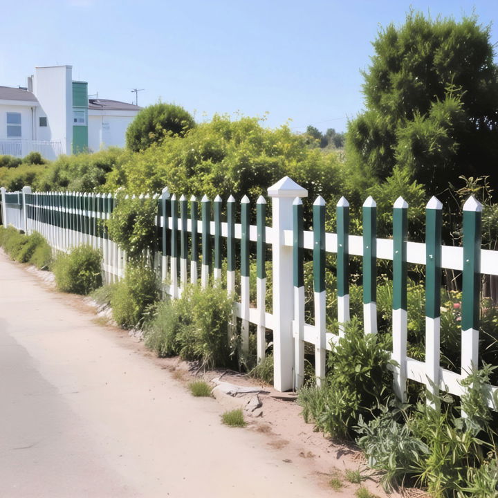 hand painted white with green trims fence