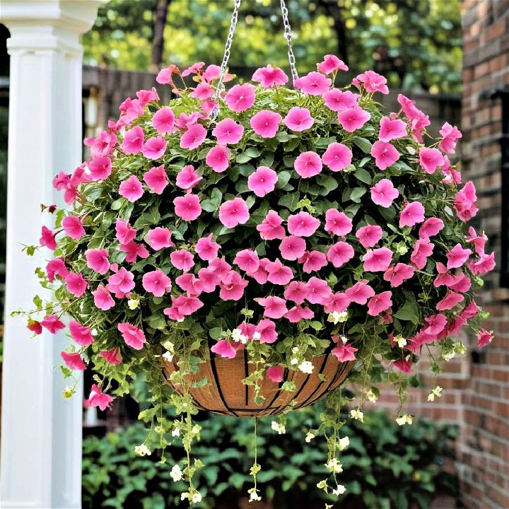 hanging basket filled with blooms