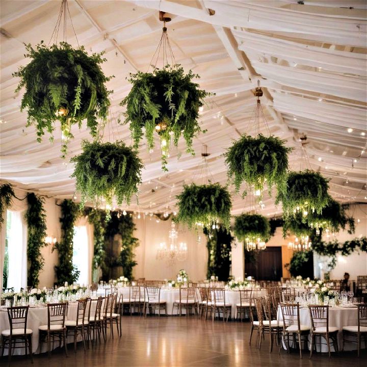hanging greenery as chandelier