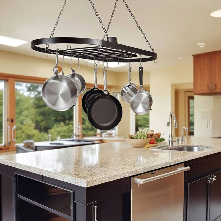 hanging pot rack for small kitchen