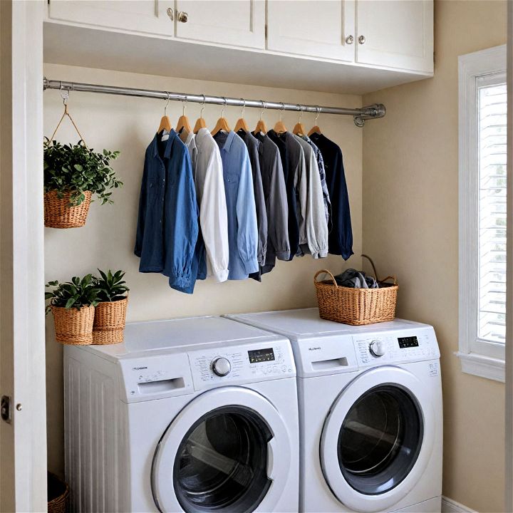 hanging rod above washer and dryer