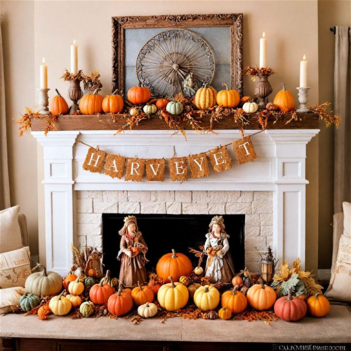 harvest themed figurines for fall decor