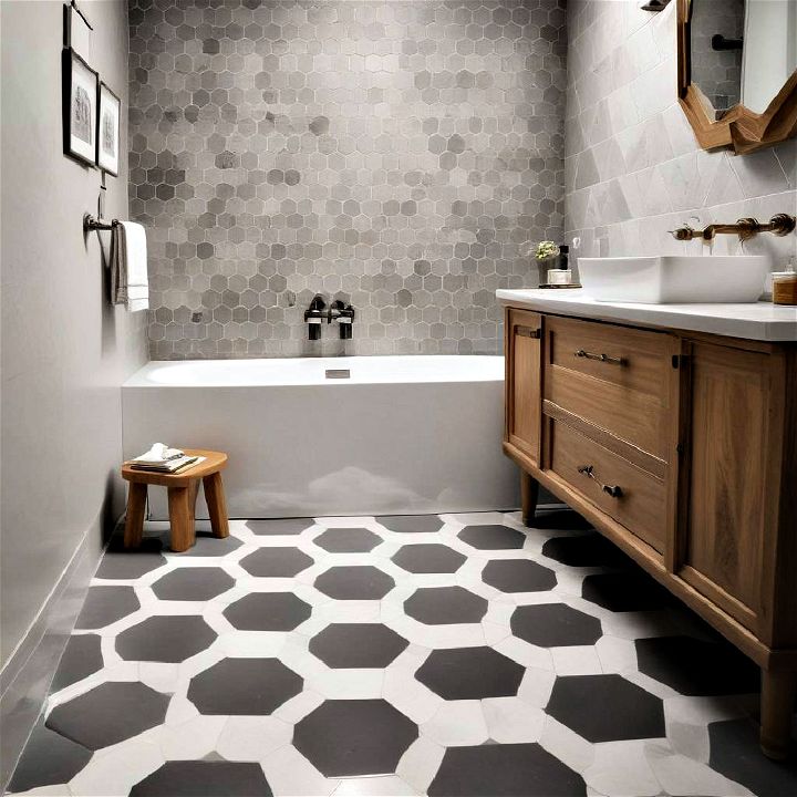 hexagon floor tiles bathroom