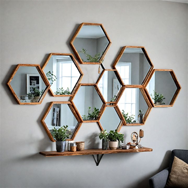 hexagonal mirror to add visual interest