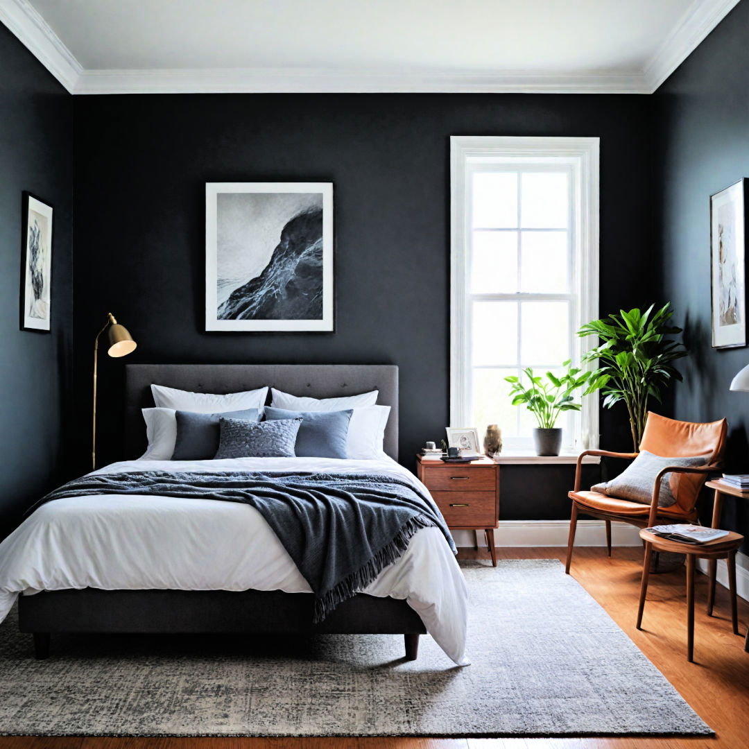 high contrast men s bedroom