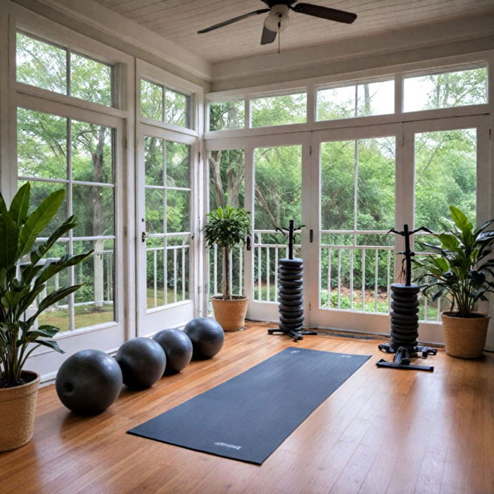 home gym for enclosed porch