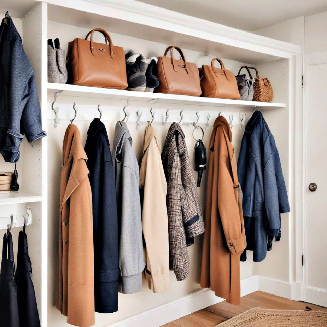 hooks and pegs for coats and bags