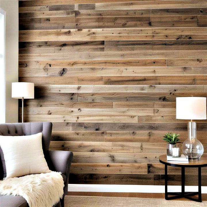 horizontal barnwood plank accent wall