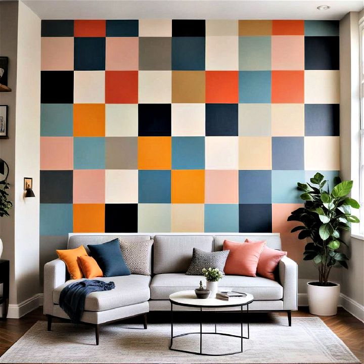 horizontal blocks wall for living room