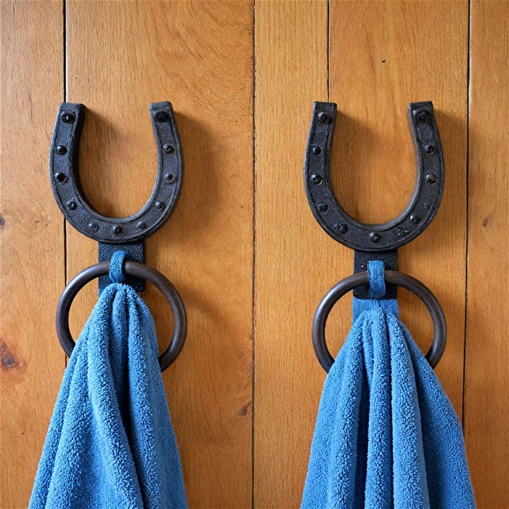horseshoe hooks to hang towels or robes