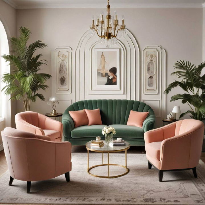 iconic furniture shapes art deco living room