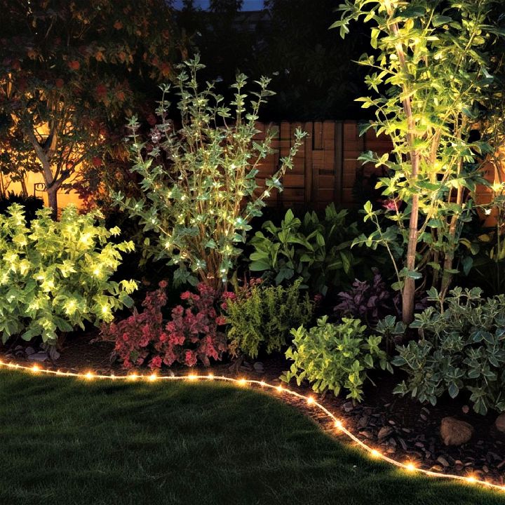 illuminate garden with rope lighting edging