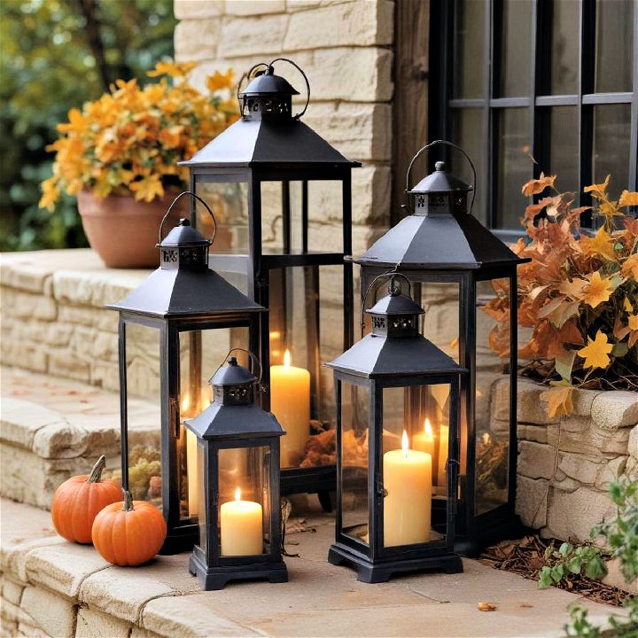 outdoor rustic lanterns for fall decorating