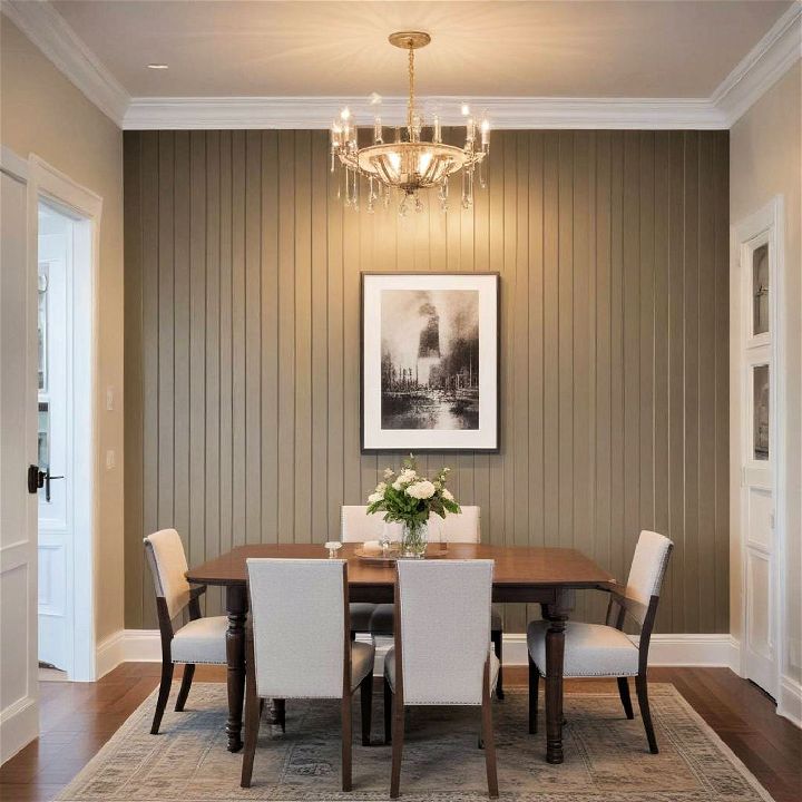 vertical slat wainscoting for dining room