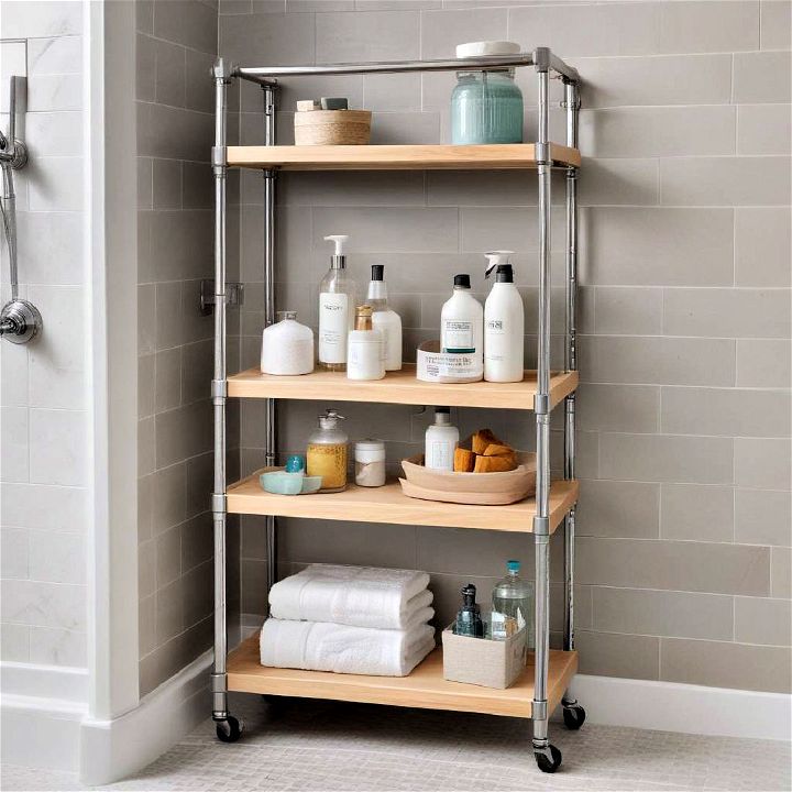 adjustable shelving units for shower