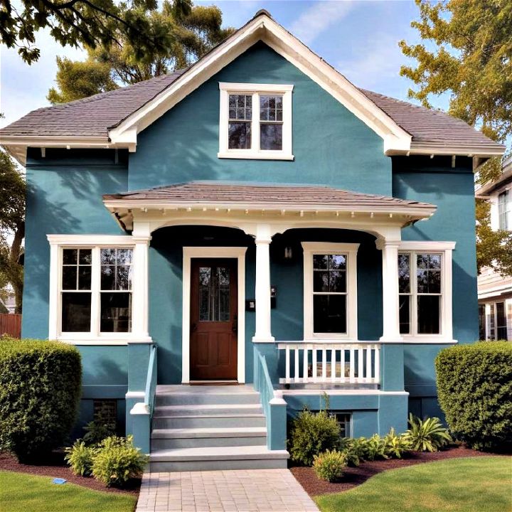 distinctive teal blue exterior house