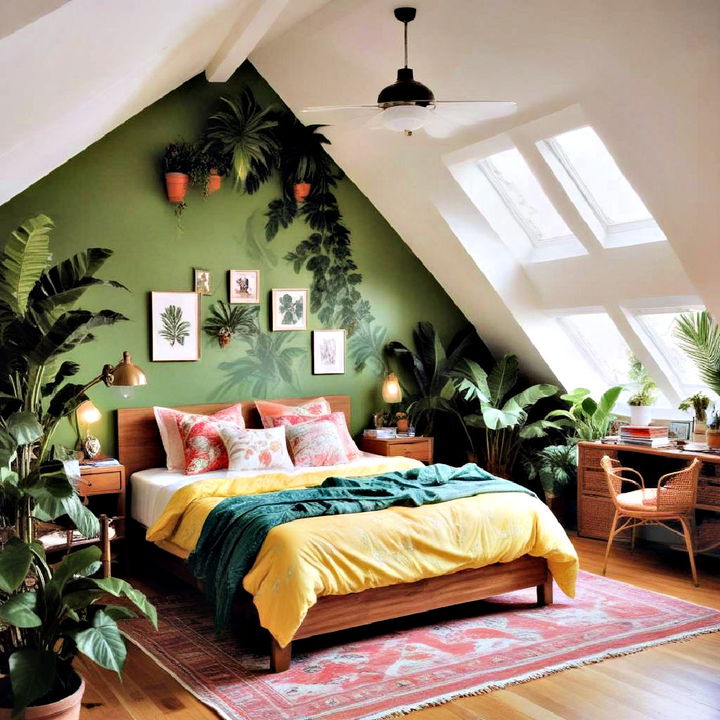 tropical themed bedroom for a vacation vibe