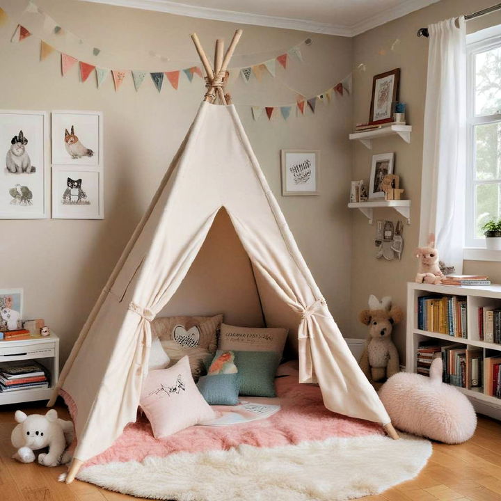 decorative teepee for kids reading nook