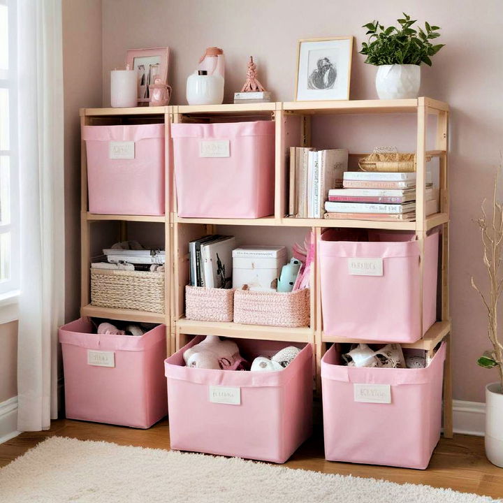 stylish pink storage bins