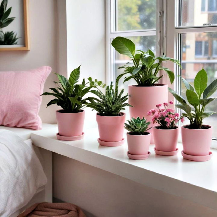 pink plant pots for bedroom