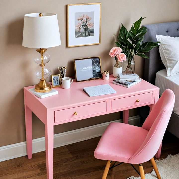 pink desk for bedroom office