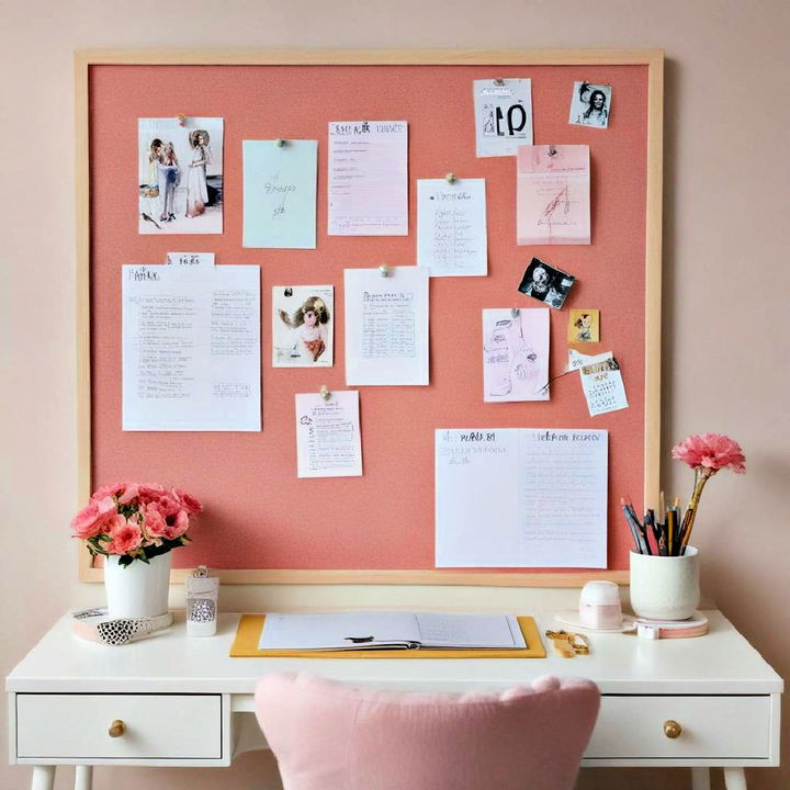 pink corkboard for bedroom