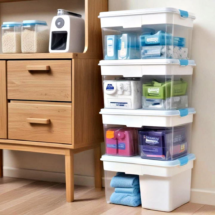 stackable storage bins for small laundry areas