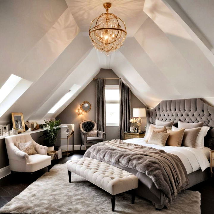 glamourous and luxury attic bedroom