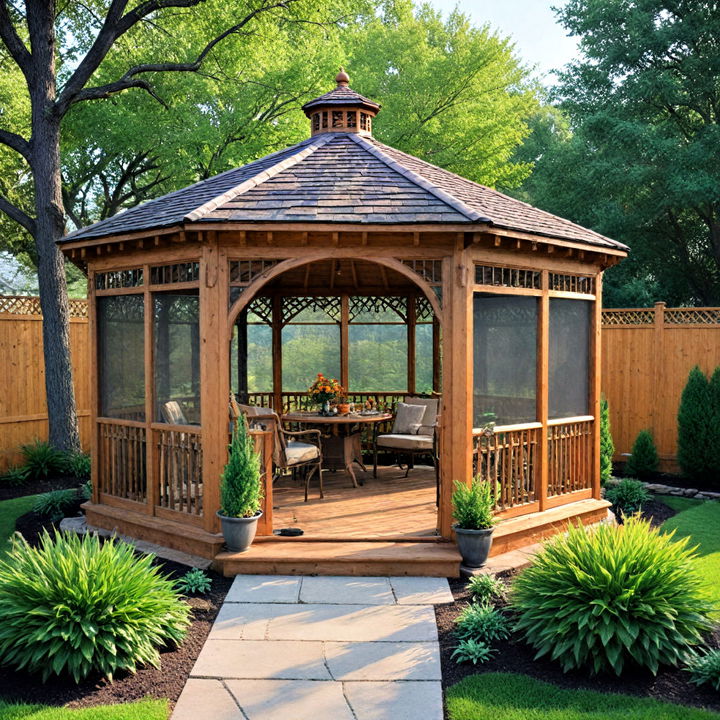 enclosed gazebo for a multi seasonal retreat