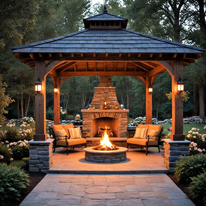 gazebo with fireplace to bring warmth