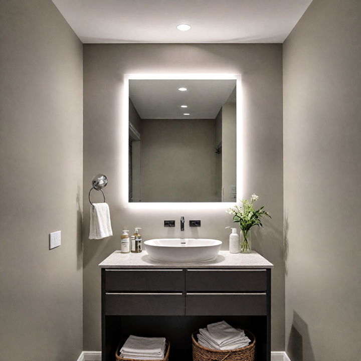 recessed lighting for a sleek powder room look