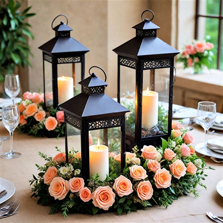 lantern centerpieces with flowers