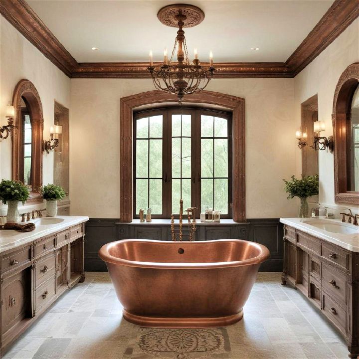 rustic yet elegant copper bathtub