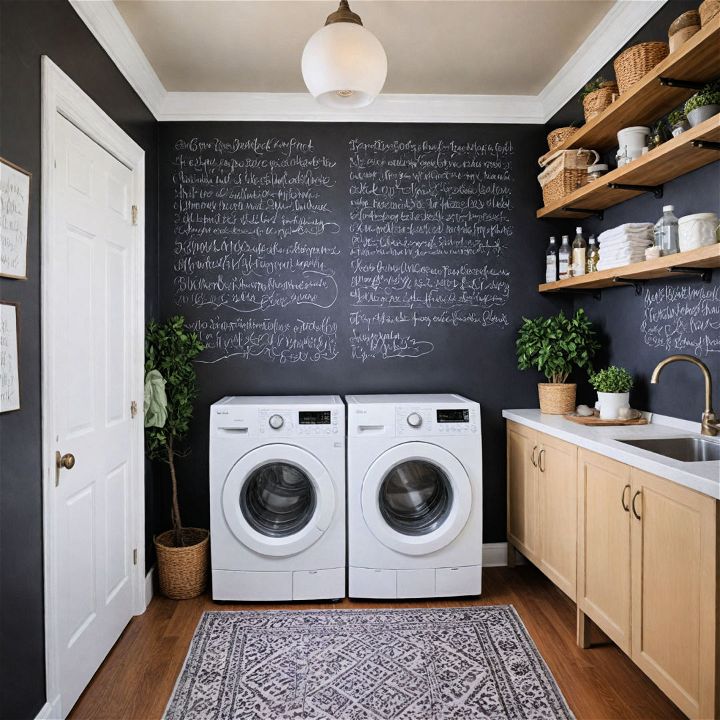 chalkboard wallpaper for laundry room
