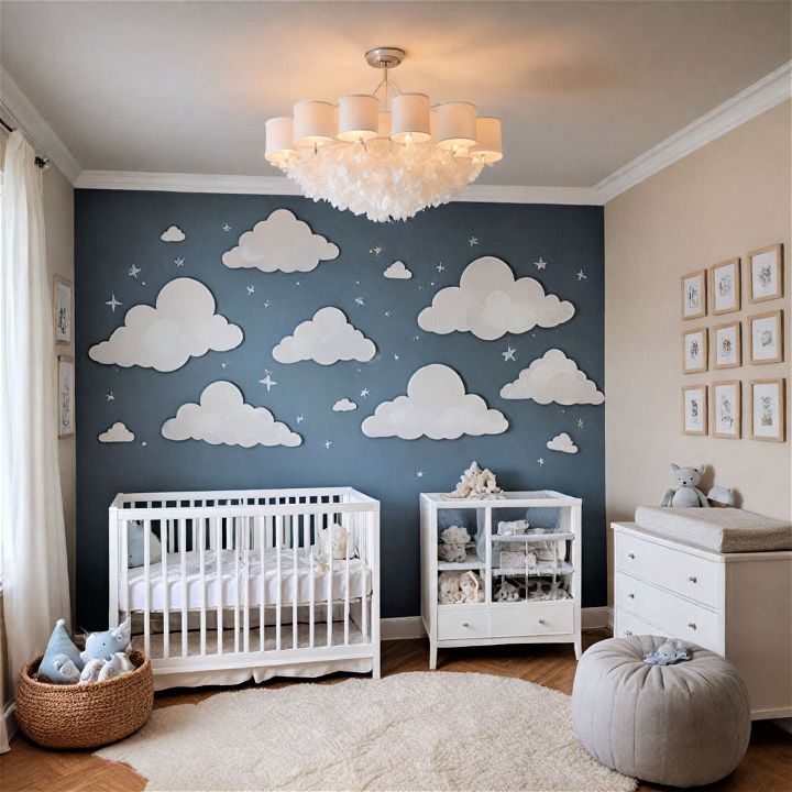 whimsical cloud themed nursery
