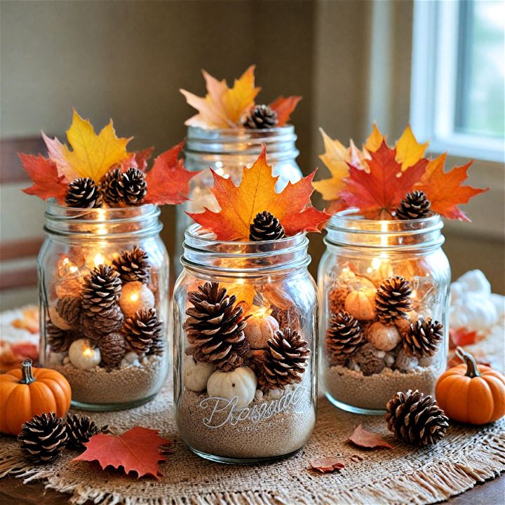 seasons with themed mason jar centerpieces