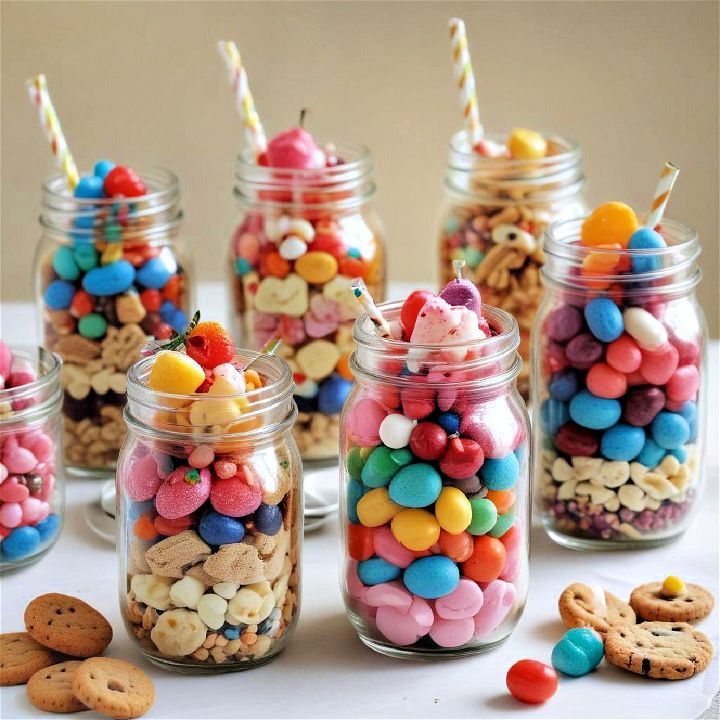 mason jars with sweets and treat