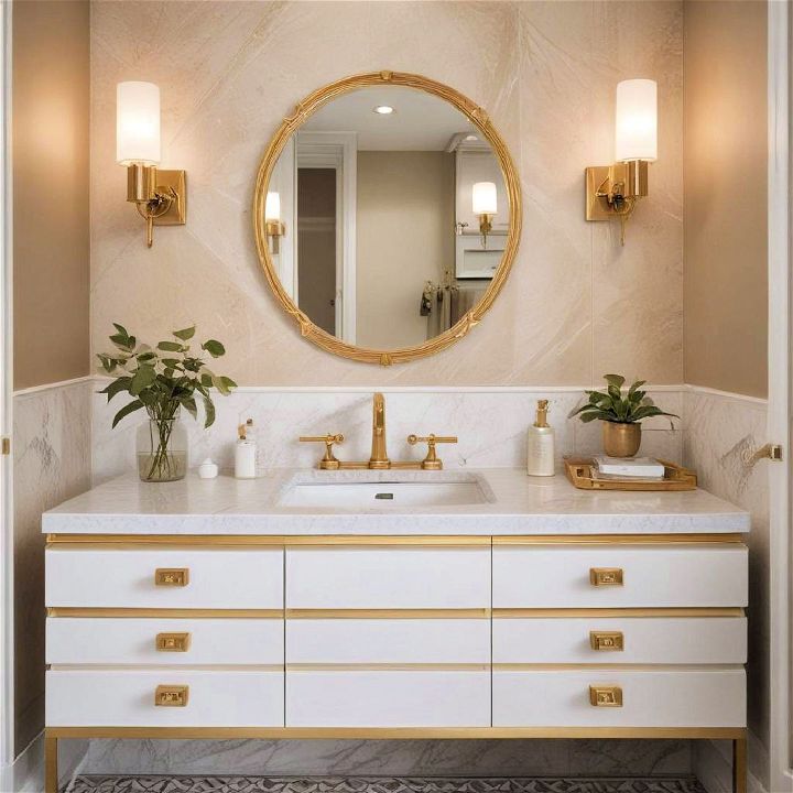gold accents for a luxurious bathroom