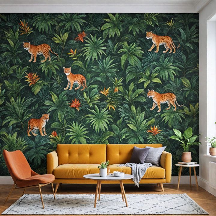 jungle adventure living room wallpaper