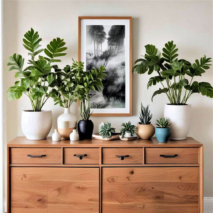 indoor plants sideboard display