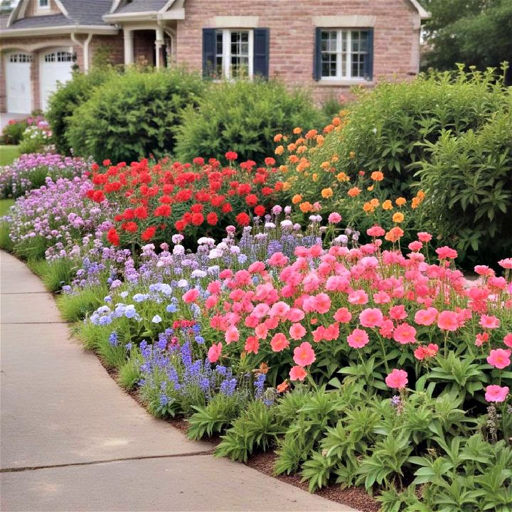 perennial flower beds driveway landscape