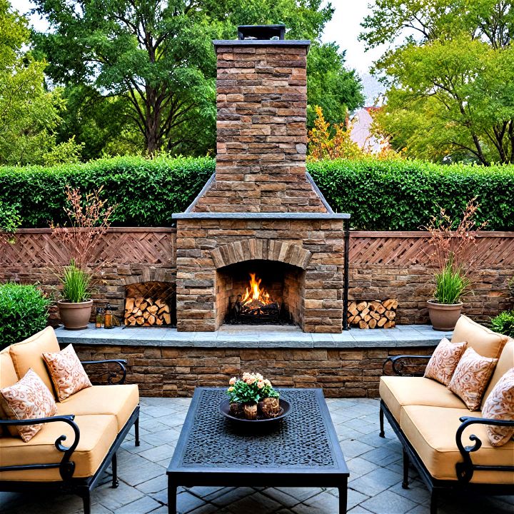 classic outdoor fireplace