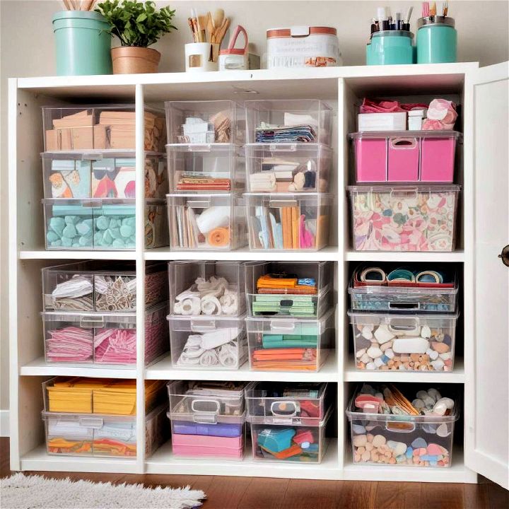 clear storage bins for craft room