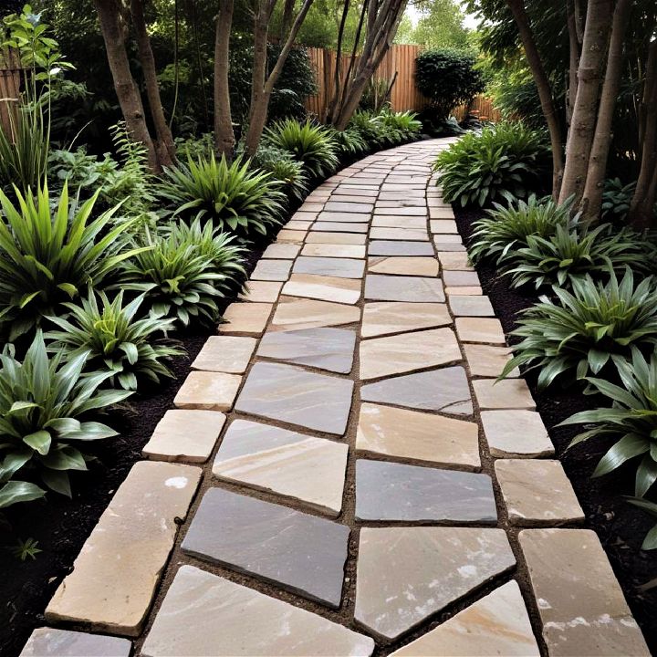 zigzag design flagstone walkway