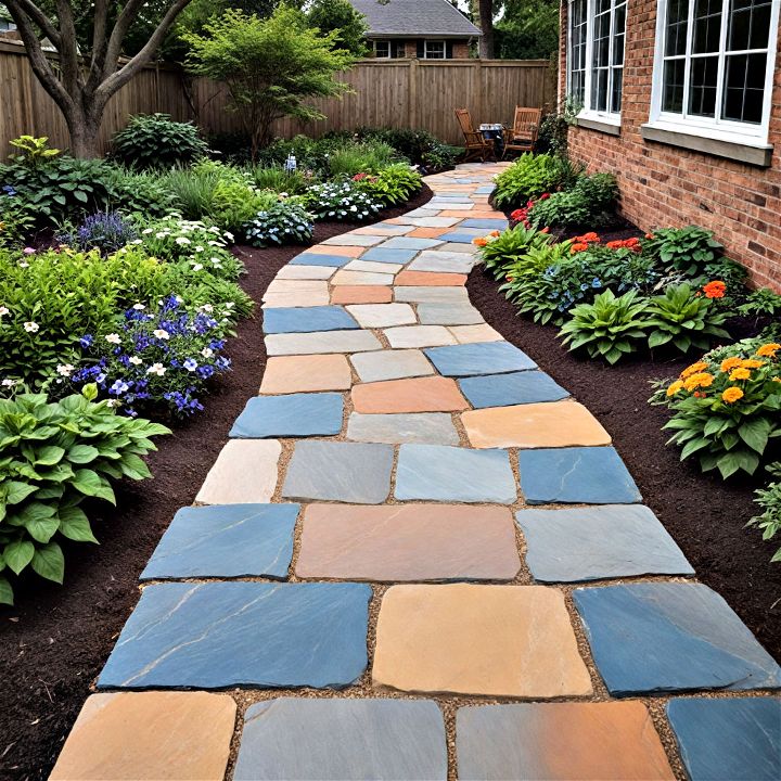 mixed flagstone colors pathway