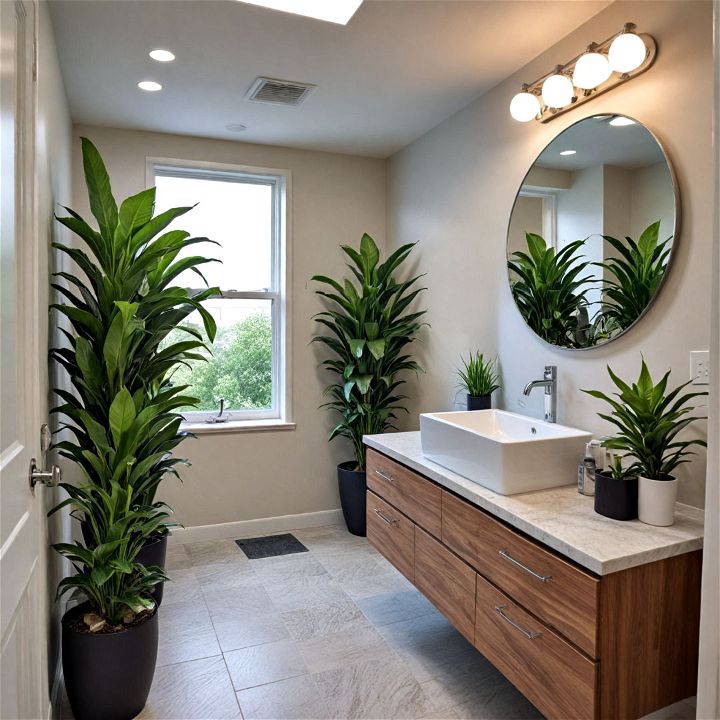 incorporate greenery for freshness office bathroom