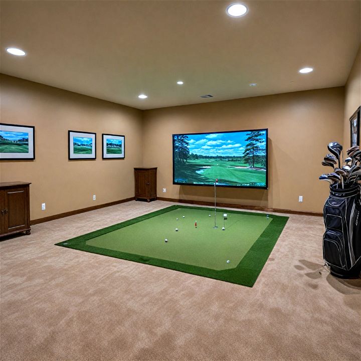 indoor golf room for man cave