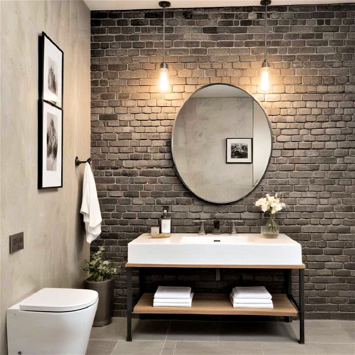 industrial chic wallpaper bathroom