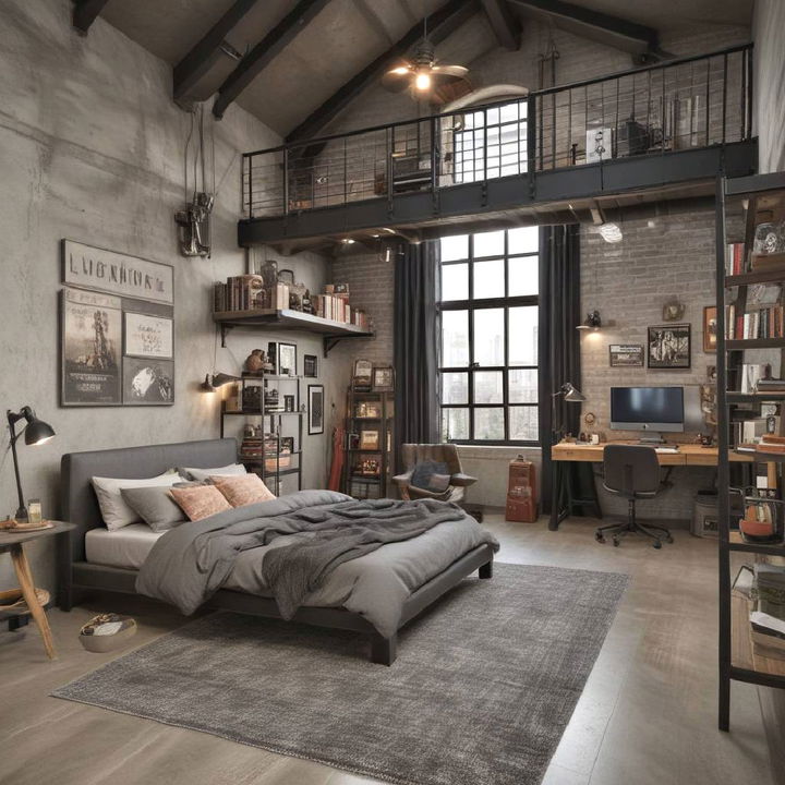 industrial loft for gaming bedroom